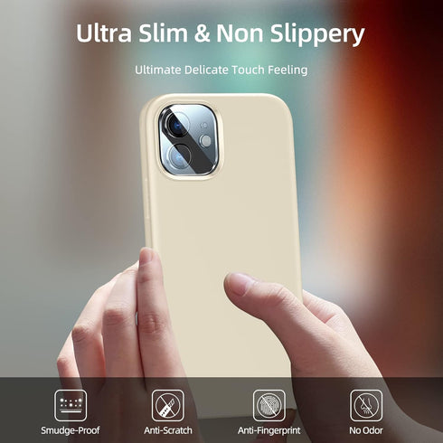 Dssairo [5 in 1 for iPhone 12 case/iPhone 12 Pro Case 6.1, with 2 Pack Screen Protector + 2 Pack Camera Lens Protector, Liquid Silicone Slim Shock...