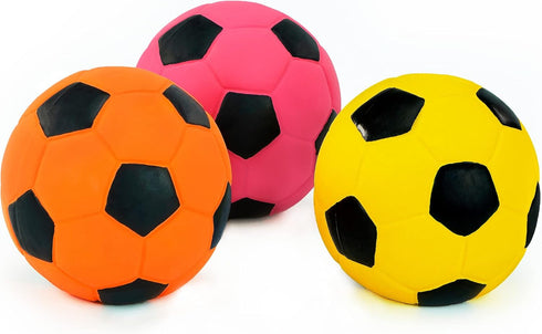 CHIWAVA 3PCS 2.7'' Squeak Latex Dog Toy Football Chew Fetch Throw Ball for Medium Dogs Interactive Play...