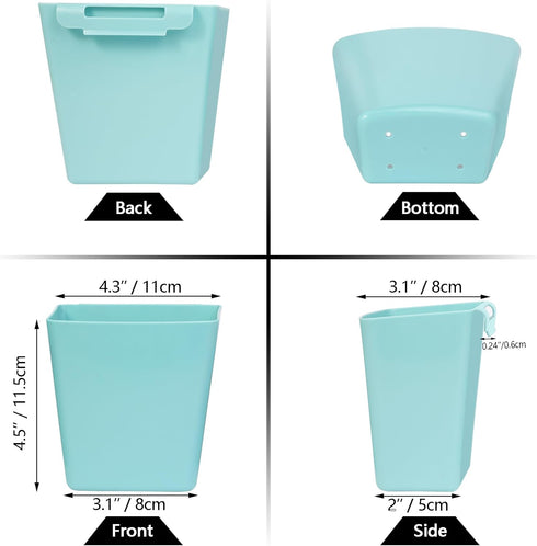 6 Pack Hanging Cup Holders for Rolling Carts, Teal, 2.4in x 3.5in x 4.5in...