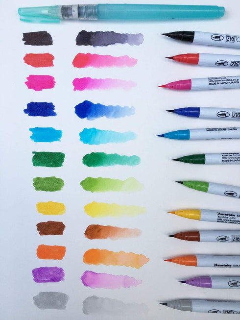 Zig Clean Color Real Brush Markers, Multicolor, 12-Pack (RB600012)...