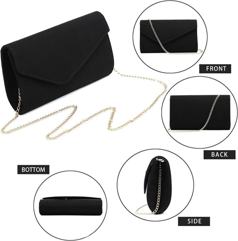 Clutch Purse Evening Bag for Women, Envelope Handbag With Detachable Chain for Wedding Party Bridal Purse...