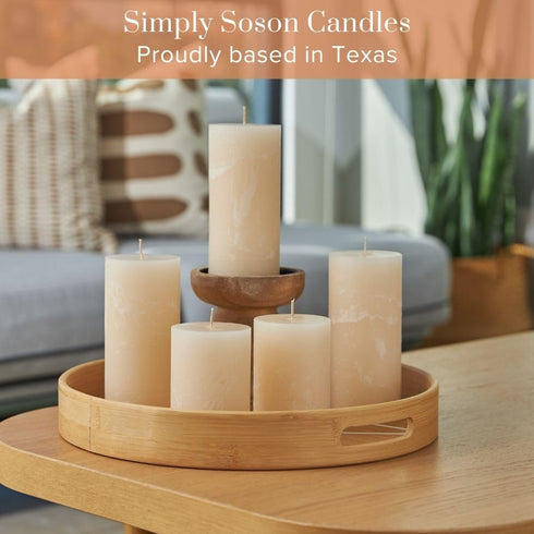 Simply Soson 3x6 inch Ivory Pillar Candles Set of 3, Rustic Texture, Unscented Ivory Candles, Dripless Candles, 3 inch Pillar Candles Ideal as Wed...
