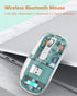 Uiosmuph Bluetooth Wireless Mouse Tri-Mode (BT5.1+BT5.1+2.4GHz) USB C Rechargeable Transparent Computer Mouse Silent with USB Receiver & Type C Ad...
