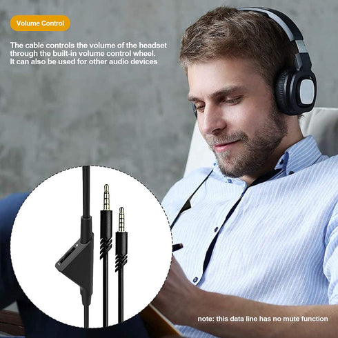 Replacement for Astro A10 Cord, 2.0 M Audio Gaming Volume Control Headset Cable Braided Wire Also Works with A40/A40TR for Smartphone Tablets MP3 ...