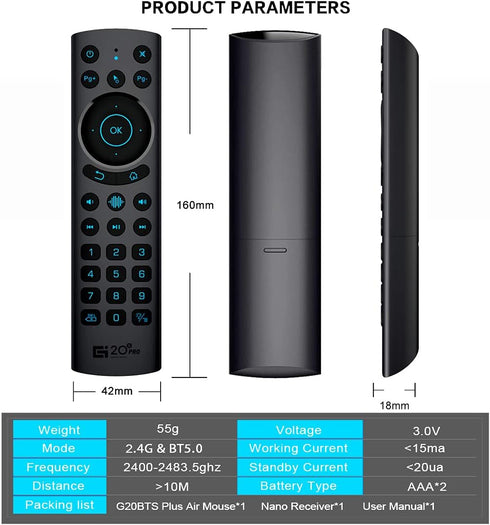 Bluetooth Voice Remote Control,USB Wireless Voice Control Sensing Backlit Air Remote Mouse with IR Learning for PC,Projector,Smart TV,Android TV B...