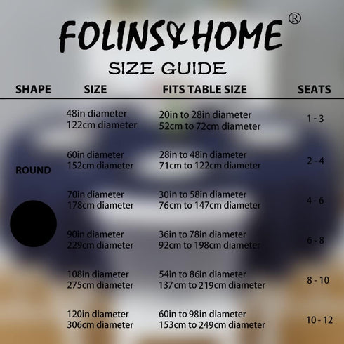 FOLINS&HOME Navy Blue Round Tablecloth 48 Inch Waterproof Heavy Duty Wrinkle Free Polyester Fabric Table Cloth, Spillproof Washable Table Cover fo...