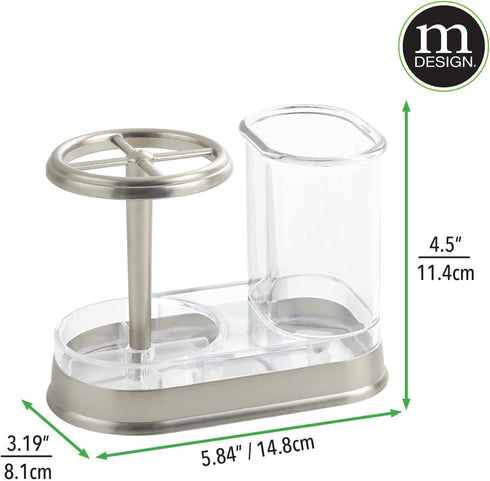 mDesign Decorative Bathroom Dental Storage Organizer Holder Stand for Electric Spin Toothbrush/Toothpaste - Compact Design for Countertop and Vani...
