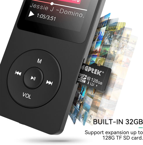 AGPTEK A02X 32GB MP3 Player with Bluetooth 5.3, 1.8 inch Screen Portable Music Player with Speaker, FM Radio, Voice Recorder, Supports Expanded Up...