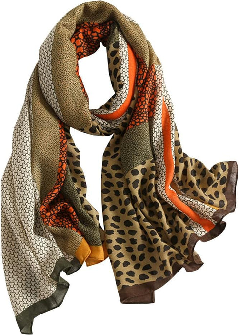 Women Animal Print Scarf Cotton-linen Feeling Shawl Wraps Scarves...