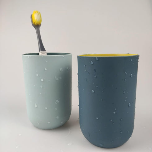 Unbreakable Reusable Drinking Cups Set of 2 Colors, Plastic Toothbrush Cup Tumblers 300 ml/10.5 oz, Dishwasher Safe (Light blue & Navy blue)...
