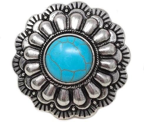Western Concho Scarf Slide Western Ring 24MM Boho (Turquoise)...