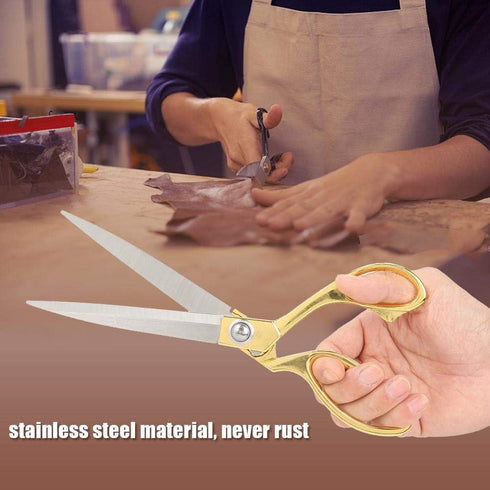 Hilitand Sewing Scissors, 10.5in Stainless Steel Scissors Household Tailor Cloth Fabric Cutting Scissors(Gold)...