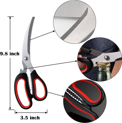 Kitchen Scissor Heavy Duty Poultry Shear All Purpose BBQ Meat Steak Food Cooking Cutting Stainless Steel Ultra Sharp with Toothing Blade...