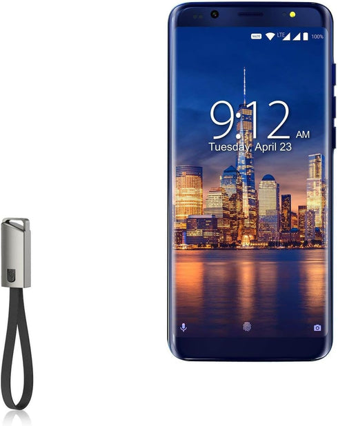 BoxWave Cable Compatible with NUU Mobile G3 - USB Type-C Keychain Charger, Key Ring USB Type-C to Type-A 8 in USB Cable - Jet Black...