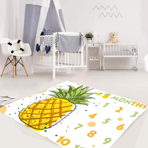 Pineapple Baby Monthly Milestone Blanket, 48x40in Cool Summer Fruits Blanket Newborn Mom Gifts for Newborn Baby Shower,Baby Growth Chart Photograp...