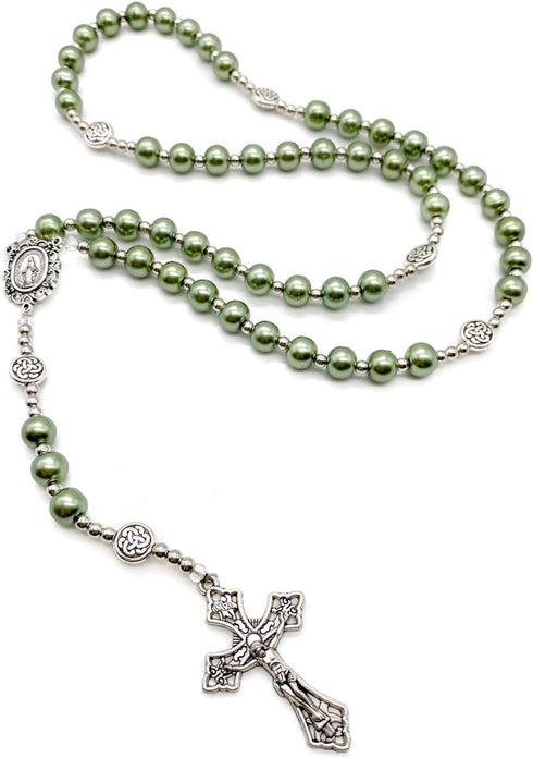 Nazareth Store Pearl Beads Rosary Miraculous Prayer Necklace Strong Metal Mystery Beaded Rosary for Men & Women...