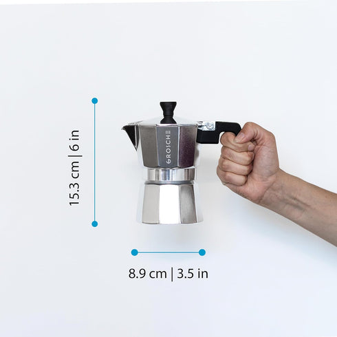 GROSCHE Milano Moka Pot | 3 Espresso Cup - 5 oz | Stovetop Espresso Percolator & Coffee Maker – Portable, Ideal for Home and Camping...