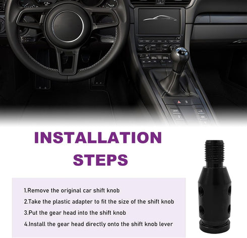 Universal Gear Shift Knob Adapter, M10×1.5 Aluminum Alloy Shifter Knob Adapter for Non-Threaded Shifters, Shifter Knob Boot Retainer Gear Stick Co...