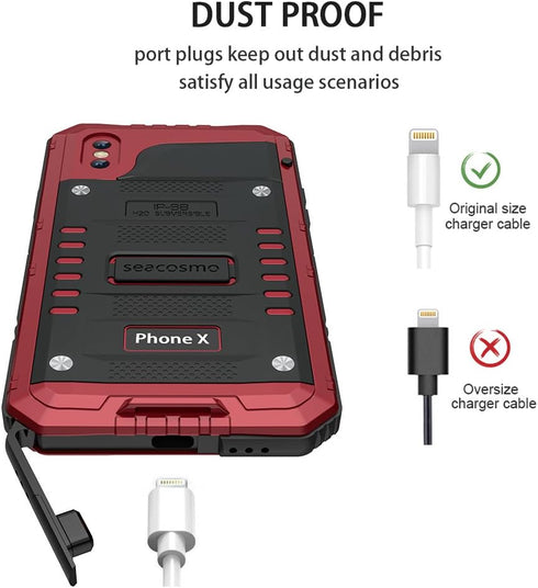 seacosmo Waterproof iPhone XR Case with Built-in Screen Protector, 360 Full Body Protective Military Grade Rugged Shockproof Case Cover Compatible...