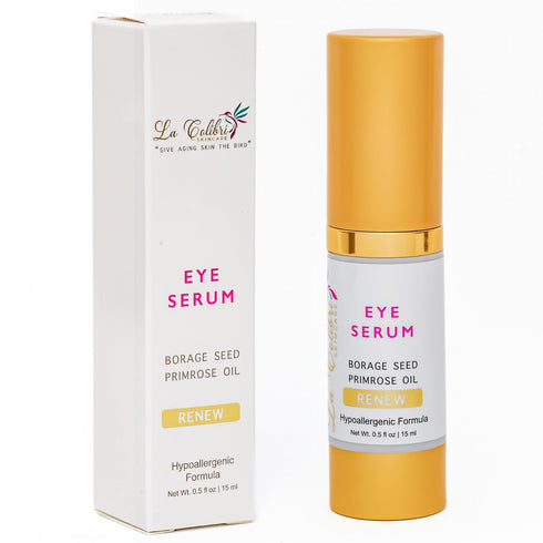 Renew Vegan Under Eye Serum for Dark Circles and Puffiness - Aging Skin Serum for Eye Bags, Fine Lines, Wrinkles, Crows Feet with Borage and Primr...