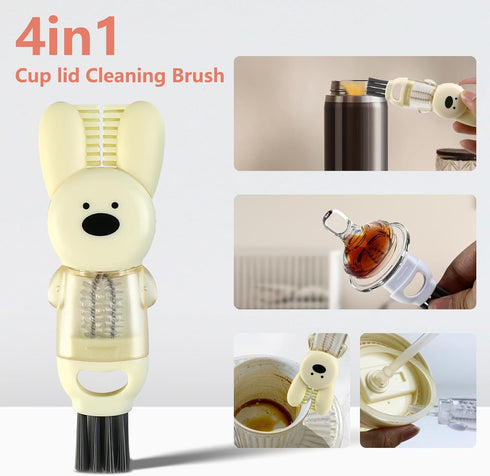 4 in 1 Cup Lid Gap Cleaning Brush Set, 3 Pack Multifunctional Insulation Bottle Cleaning Tools, Water Bottle Cleaner Brush, Home Kitchen Cleaning ...