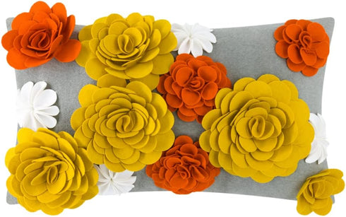 Handmade 3D Flower Decorative Throw Pillow Cover Stereo Floral Cushion Cover Rectangle Pillow Case for Sofa Home Bed Living Room Decor 12 X 20 Inc...