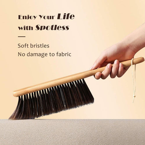 Hand Broom, Dust Brush, Horse Hair Brush with Wood Handle, Duster for Counter, Bench, Car, Furniture, Bed, Woodworking Cleaning...