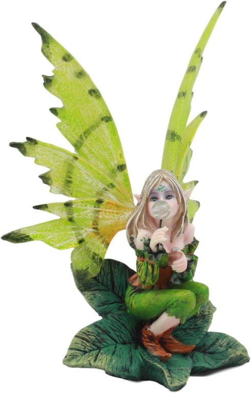 Ebros Mythical Goddess Green Earth Pixie Dust Fairy Blowing Crystal Bubble Statue 6" Tall Whimsical Tribal Gaia Faerie Fantasy Sculpture...