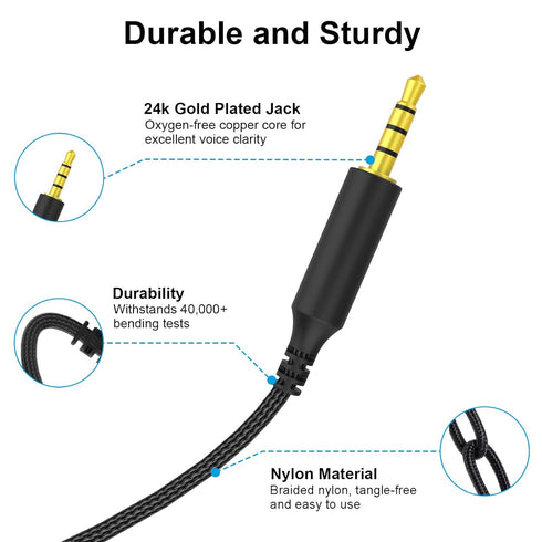 Cloud Alpha Cable with Mute & Volume Controls Compatible with Hyperx Cloud Mix and Cloud Alpha Gaming Headset, for Logitech G933 G633 G935 G635 Ga...