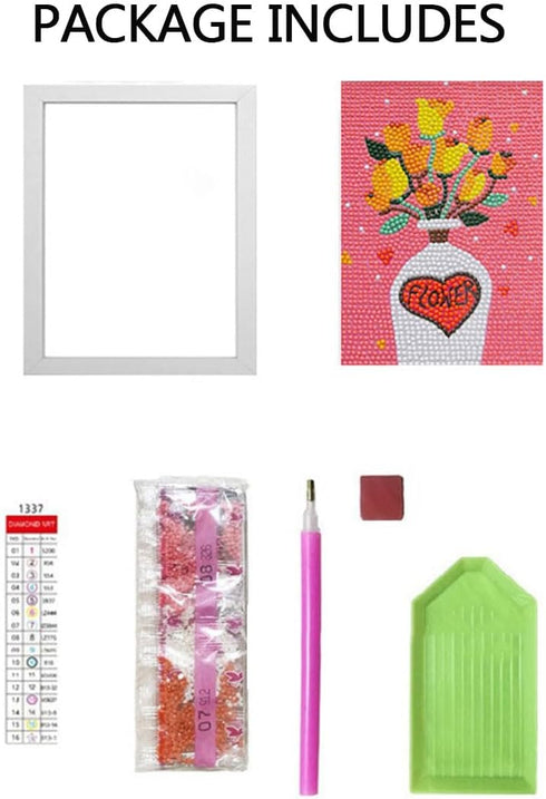 BESTING Diamond Painting with Frames, Mosaic Gem Sticker DIY Art Project Kits Flowers Plants Holiday Crafts Supplies Gifts Home Decoration(DPRF182...