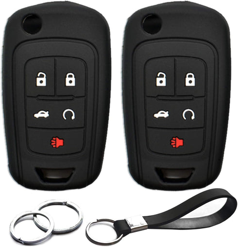 2pcs Compatible with Chevy Chevrolet Equinox Cruze Impala Camaro Malibu Limited GMC Terrain Buick Encore Lacrosse Regal Key Fob Cover Case Key Cha...