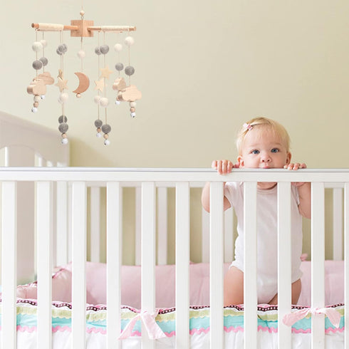 Baby Mobile for Crib | Baby Crib Nursery Mobile Star Moon for Baby Boys and Girls | Boho Nursery Decor | Baby Shower Set for Infant Bedroom Hangin...