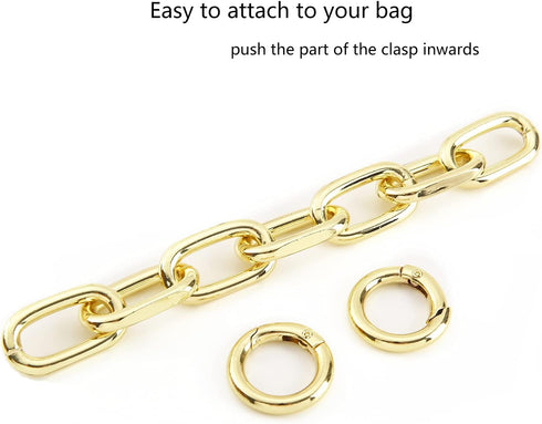 Fashion Large Metal Cross-Body Purse Strap Extender,Handbag Shoulder Strap Extender,Bag Chain Accessory Charms (Light Gold)...