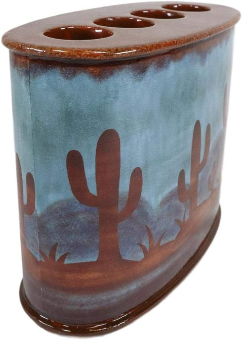 Ebros Rustic Southwestern Desert Cactus Arizona Wilderness Bathroom Accent Resin Figurine Accessories Western Country Cabin Lodge Decorative (Toot...