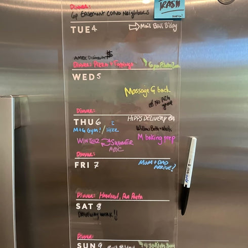Magnetic Weekly Planner for Fridge Clear Weekly Planner for Fridge Menu Board for Kitchen 6"x17" Weekly Menu Magnet Fridge Menu Board Magnetic Men...