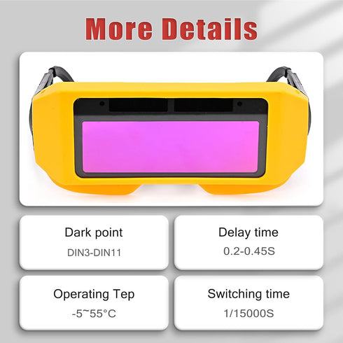Welding Glasses Auto Darkening Welding Goggles with Adjustable Shade, Safety Eyes Protective Welder Glasses with 2 Sensors for TIG MIG MMA Plasma...