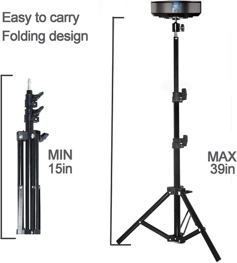Projector Tripod Stand, Portable Tripod Mount Floor Stand 17" to 39", Folding Floor Tripod Stand, Outdoor Stand for Small Projector,Camera, Webcam...