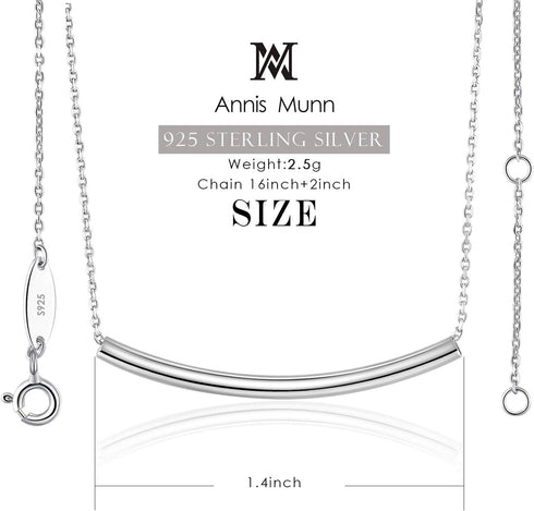 Balance Tube Bar Necklace - 925 Sterling Silver Bar Pendant Necklaces Simple Womens Jewelry Necklace Birthday Gifts for Women...