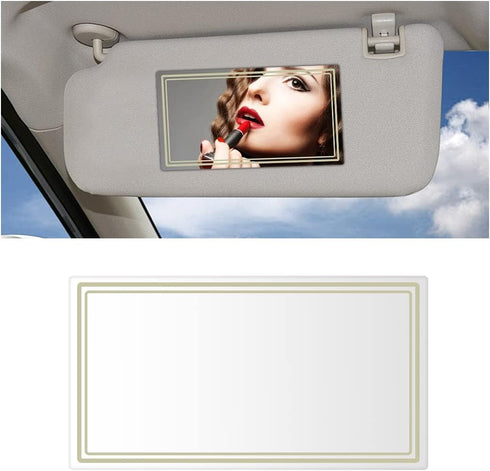 Car Sun Visor Mirror, Stainless Steel Seatback Makeup Mirror, Auto Self-Adhesive Cosmetic Mirrors, Travel Vanity Rearview Mirror, Universal for Ve...