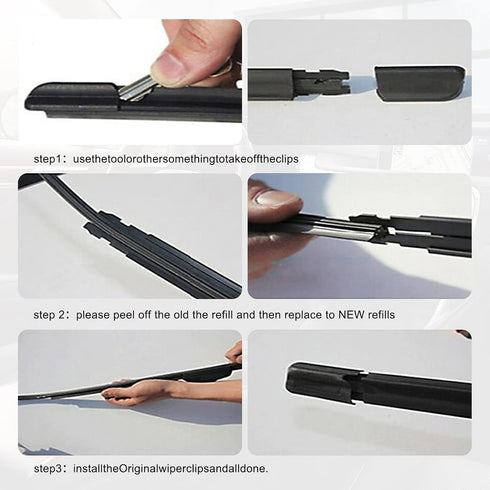 4 Pieces Car Windshield Bracketless Wiper Rubber Filler Strip, 28 Inches Car Size Adjustable Wiper Substitution Rubber Strip, Suitable for Car Fro...
