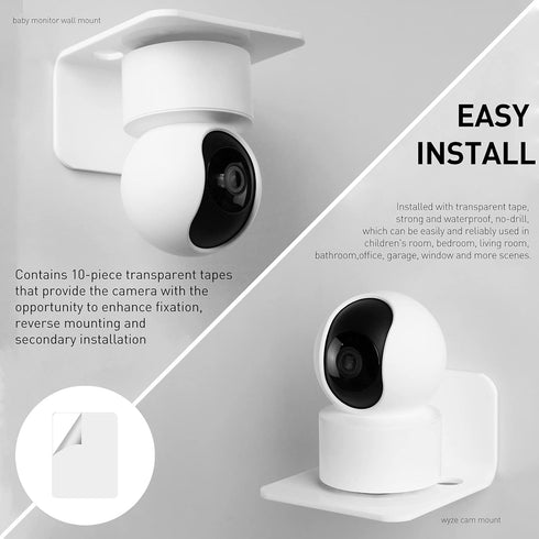 OAPRIRE White Floating Wall Shelves Set of 3 for Security Cameras, Baby Monitors, Speakers & More - Universal Acrylic Small Wall Shelf with Cable ...