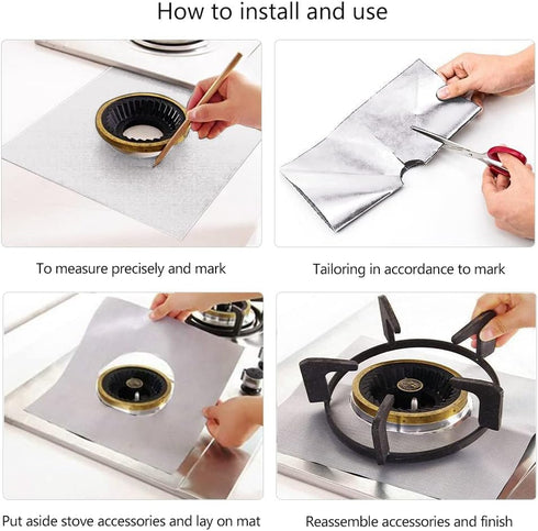 Gas Stove Burner Covers 10 Pack- XZSUN 0.2mm Double Thickness Reusable Gas Range Protectors For Kitchen&Cooking?sliver?10pack?...