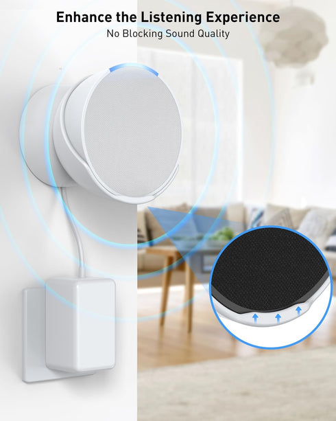 Maxonar Wall Mount for Ech0 Pop, Ech0 pop Wall Mount Smart Speaker Stand Holder Save up Space Cable Management - White...