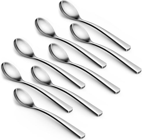 Coffee Spoons,8-Piece GLAMFIELDS 6.15" Teaspoons with a Long Handle, Demitasse Espresso Spoons Set Food Grade Stainless Steel Small Serving Spoons...
