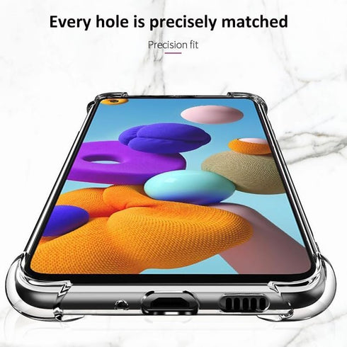 Case for Samsung Galaxy A21S TPU Four Corners Protective Cover Transparent Soft...