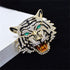 Rhinestone Roaring Tiger Brooch Women Men Crystal Enamel Tiger Head Brooch Pin For Party...