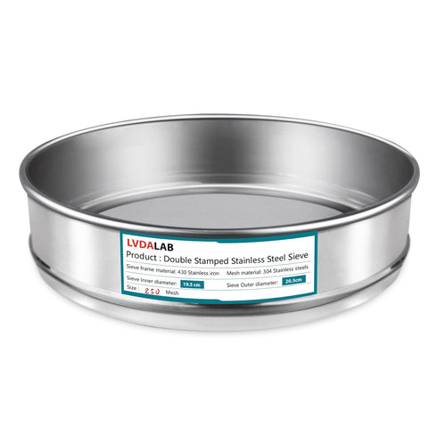 304 Stainless Steel Mesh Lab Sieve, 250 Mesh (0.061mm) Aperture Test Sieve, 7.9Inch(20cm) Diameter Analysis Sample Test Sieves for Industrial Labo...
