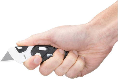 Sheffield 1282 Gadget Folding Lock Back Utility Knife, Compact Box Cutter with Lock Back Release and Quick-Change Mechanism, Heavy Duty Cardboard ...