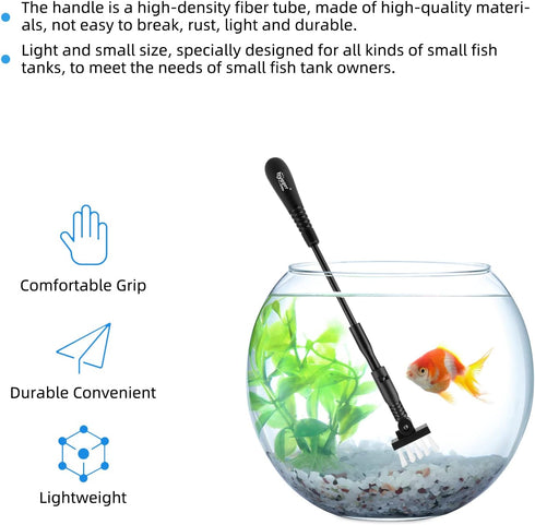 hygger Small Fish Tank Cleaner, Aquarium Cleaning Tools Kit with Handle, Seaweed Scraper, Fishing Net, Sponge Brush,Wall Brush (S)...