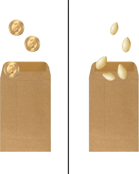 200 Pack #3 Kraft coin envelope 2.5 x 4.25 inches Kraft Envelopes Classic Small Parts Envelopes with Self Adhesive Gummed Flap for Coins Cash Cred...